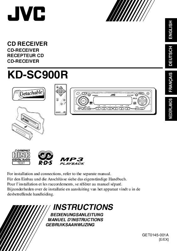 Notice JVC CD RECEIVER KDSC900R Trouver une solution à un problème